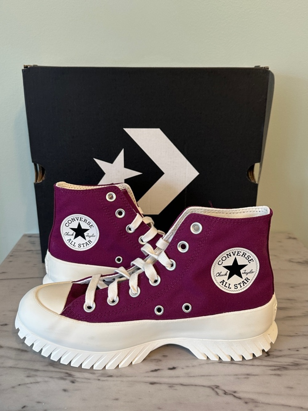 Converse CTAS Lugged 2.0 Hi Mystic Orchid Platform Sneakers W7 M5 NWB - Picture 8 of 10